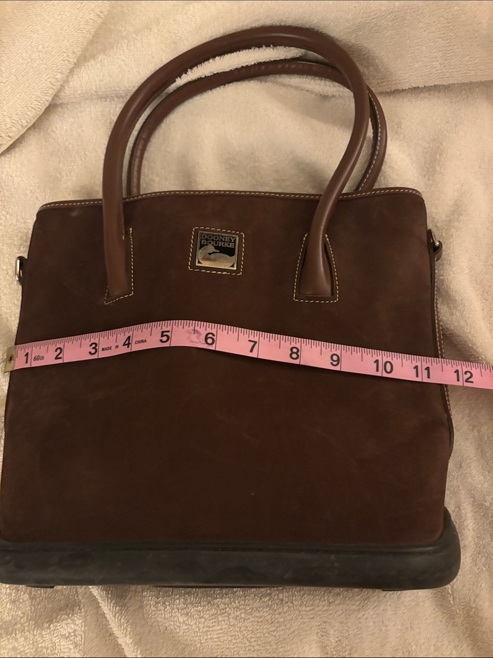 Dooney & Bourke Dark Brown Suede Shoulder Tote - Picture 5 of 7